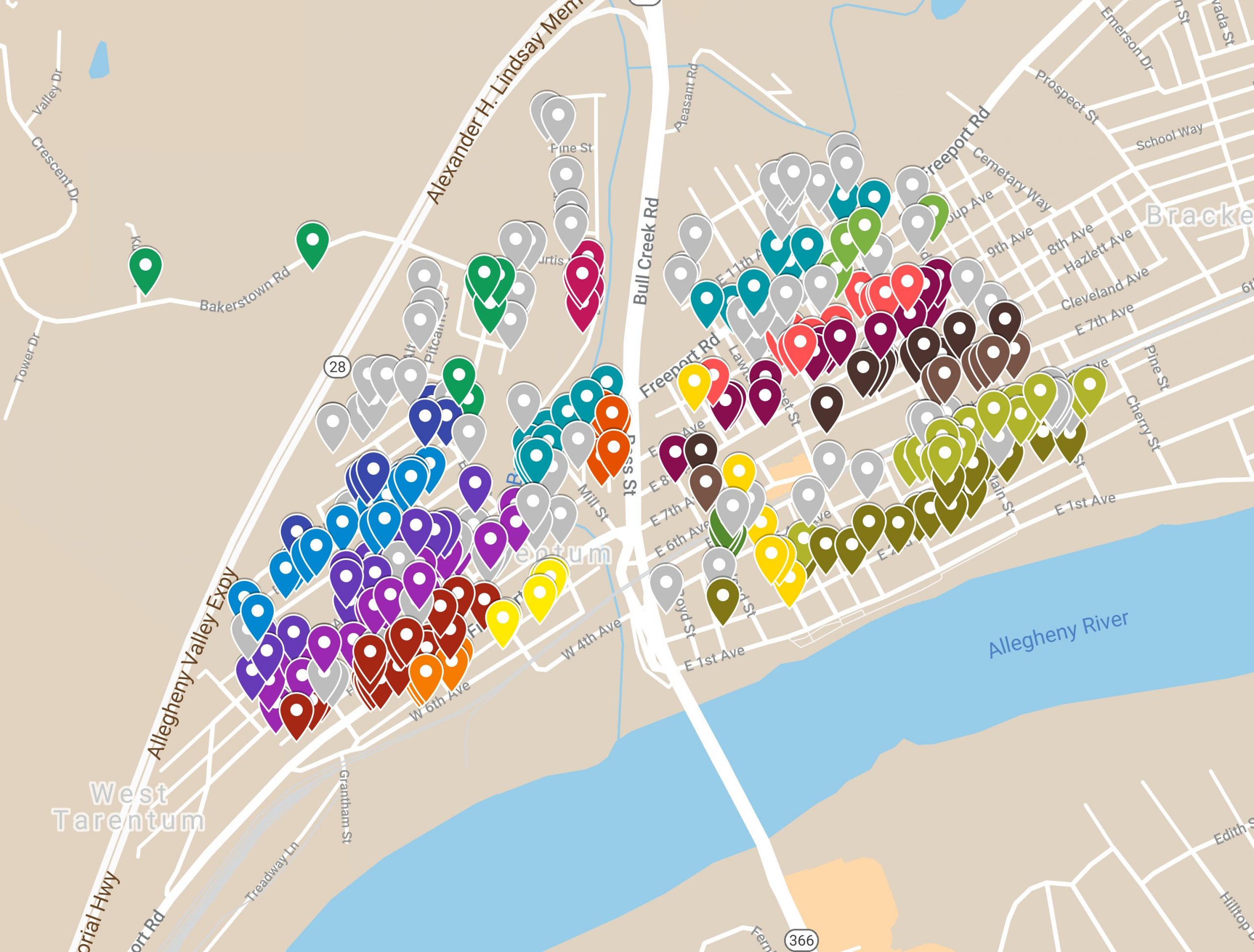 Visualized Delinquent Tax Map • Tarentum Borough