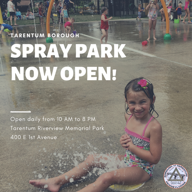 Spray Park Now Open for 2023 • Tarentum Borough