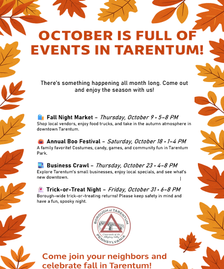 October is Full of Events in Tarentum!